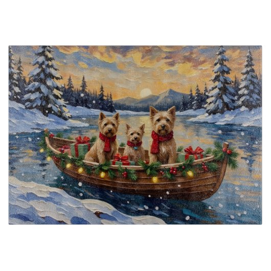 Soft Coated Wheaten Terrier Christmas Boat Holiday カッティングボード (正面)
