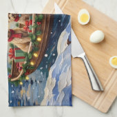 Soft Coated Wheaten Terrier Christmas Boat Holiday キッチンタオル (四つ折り)