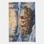 Soft Coated Wheaten Terrier Christmas Boat Holiday キッチンタオル (縦)