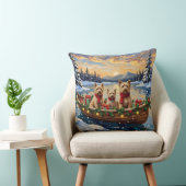 Soft Coated Wheaten Terrier Christmas Boat Holiday クッション (椅子)