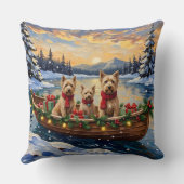 Soft Coated Wheaten Terrier Christmas Boat Holiday クッション (裏面)