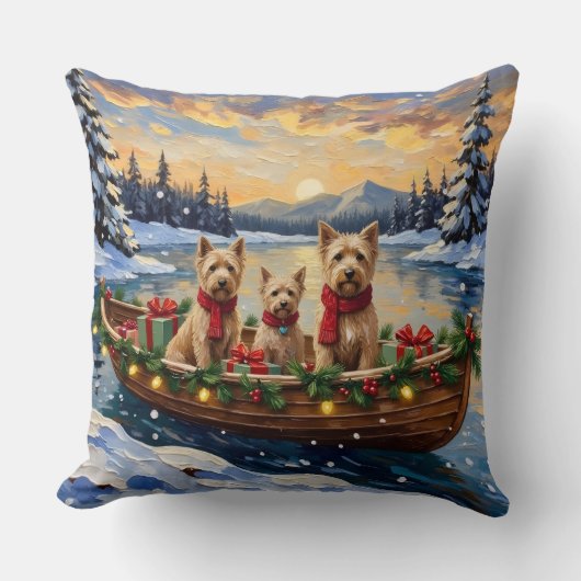 Soft Coated Wheaten Terrier Christmas Boat Holiday クッション (正面)