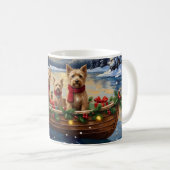 Soft Coated Wheaten Terrier Christmas Boat Holiday コーヒーマグカップ (正面右)