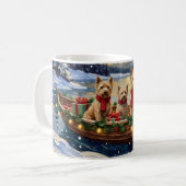 Soft Coated Wheaten Terrier Christmas Boat Holiday コーヒーマグカップ (正面左)