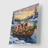 Soft Coated Wheaten Terrier Christmas Boat Holiday スクエア壁時計 (傾斜)