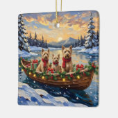 Soft Coated Wheaten Terrier Christmas Boat Holiday セラミックオーナメント (左)