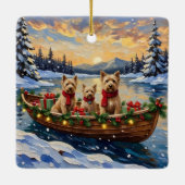 Soft Coated Wheaten Terrier Christmas Boat Holiday セラミックオーナメント (裏面)