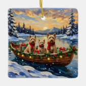 Soft Coated Wheaten Terrier Christmas Boat Holiday セラミックオーナメント (正面)