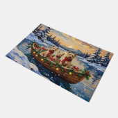 Soft Coated Wheaten Terrier Christmas Boat Holiday ドアマット (アングル)