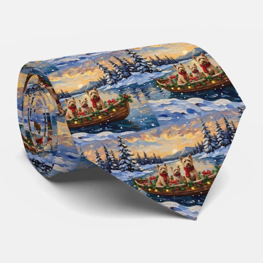 Soft Coated Wheaten Terrier Christmas Boat Holiday ネクタイ (ロール)