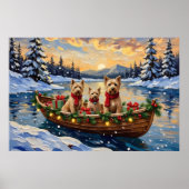 Soft Coated Wheaten Terrier Christmas Boat Holiday ポスター (正面)