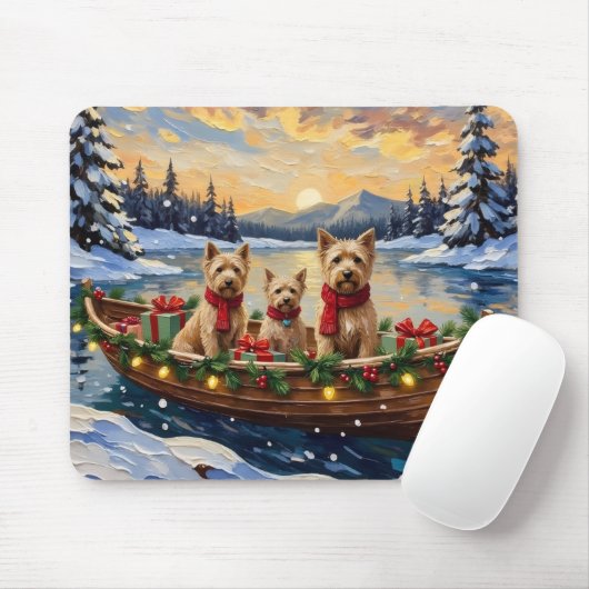 Soft Coated Wheaten Terrier Christmas Boat Holiday マウスパッド (マウス)