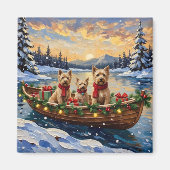 Soft Coated Wheaten Terrier Christmas Boat Holiday マグネット (正面)