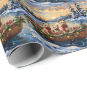 Soft Coated Wheaten Terrier Christmas Boat Holiday ラッピングペーパー (ロールコーナー)