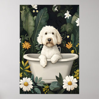 Soft Coated Wheaten Terrier In Bathtub Poster ポスター