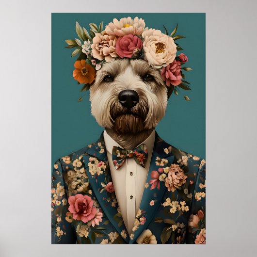Soft Coated Wheaten Terrier In Suit Poster ポスター (正面)