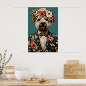 Soft Coated Wheaten Terrier In Suit Poster ポスター (キッチン)