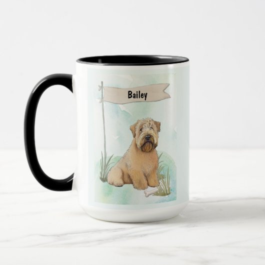 Soft Coated Wheaten Terrier Watercolor Personalize マグカップ (左)