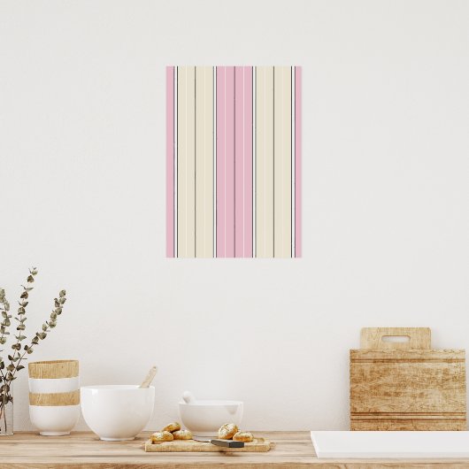 Soft Color Vertical Stripe Pattern Design ポスター (キッチン)
