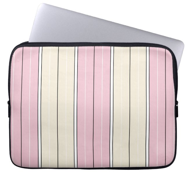 Soft Color Vertical Stripe Pattern Design ラップトップスリーブ (正面)