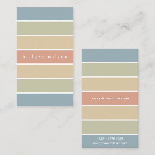 Soft colours palette stripes geometric retro 名刺 (正面/裏面)