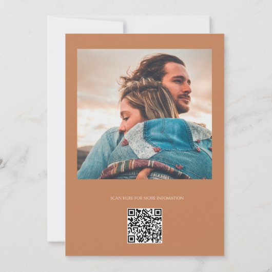 Soft Copper Minimalist Modern Calligraphy Wedding 招待状 (裏面)