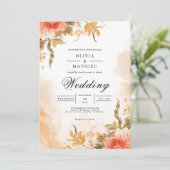 Soft Coral Botanical Wash Wedding 招待状 (スタンド正面)