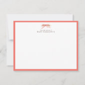Soft Coral Bow Nursery Note Card – Personalized ノートカード (正面)