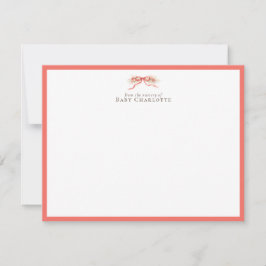 Soft Coral Bow Nursery Note Card – Personalized ノートカード