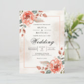 Soft Coral Floral Archway Wedding 招待状 (スタンド正面)
