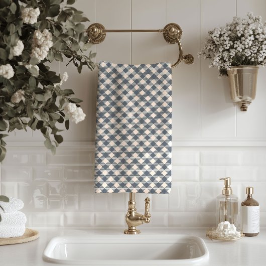 Soft Coral Grey Towels Modern Plaid Bathroom バスタオルセット