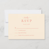 Soft Coral Modern Minimalist Wedding RSVP Card (正面)