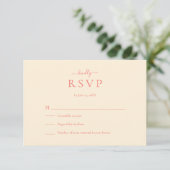 Soft Coral Modern Minimalist Wedding RSVP Card (スタンド正面)