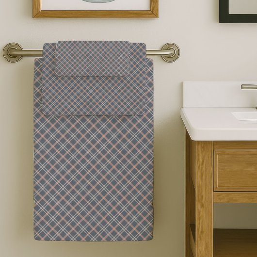 Soft Coral Plaid Towels Elegant Bath Essentials バスタオルセット