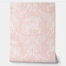 Soft Coral Rococo Carousel Horses & Florals