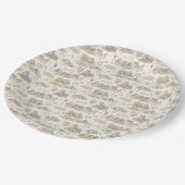 Soft Cream English Village Wedding Watercolor ペーパープレート (アングル)