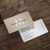 Soft cream tan minimalist monogram 名刺