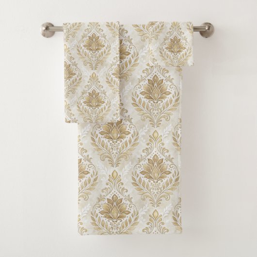 Soft Cream Towels Victorian Damask Bath Accent バスタオルセット (インサイチュ)