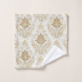 Soft Cream Towels Victorian Damask Bath Accent バスタオルセット (ウォッシュタオル)