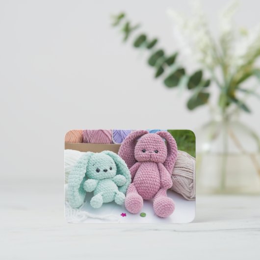 Soft Crochet Bunny Friends – Pastel Yarn Mood ノートカード (スタンド正面)