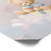 Soft Cute Teddy Bear Birth Details Poster ポスター (角)