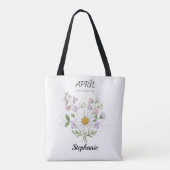 Soft Daisy Birth Flower – Personalized April Gift トートバッグ (裏面)