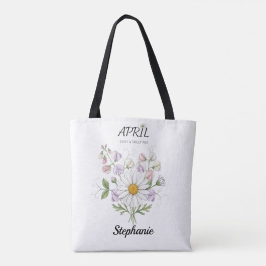 Soft Daisy Birth Flower – Personalized April Gift トートバッグ (裏面)