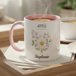 Soft Daisy Birth Flower – Personalized April Gift マグカップ
