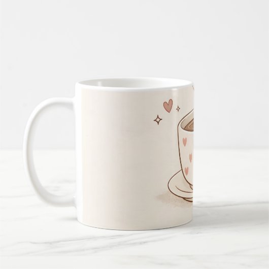 Soft days, cozy thoughts - Cute Coffee Cup Art コーヒーマグカップ (左)