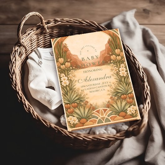 Soft Desert Wildflowers Baby Shower 招待状