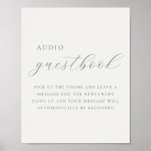 Soft Dusty Blue Audio Guestbook Wedding Sign ポスター (正面)