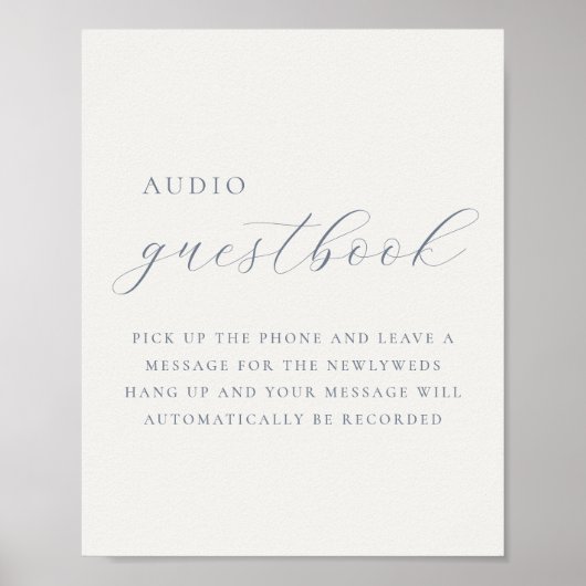 Soft Dusty Blue Audio Guestbook Wedding Sign ポスター (正面)