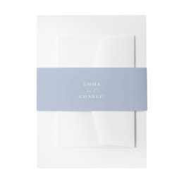 Soft Dusty Blue Boho Wedding invitation belly band 招待状ベリーバンド