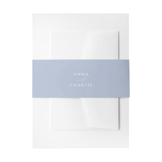 Soft Dusty Blue Boho Wedding invitation belly band 招待状ベリーバンド